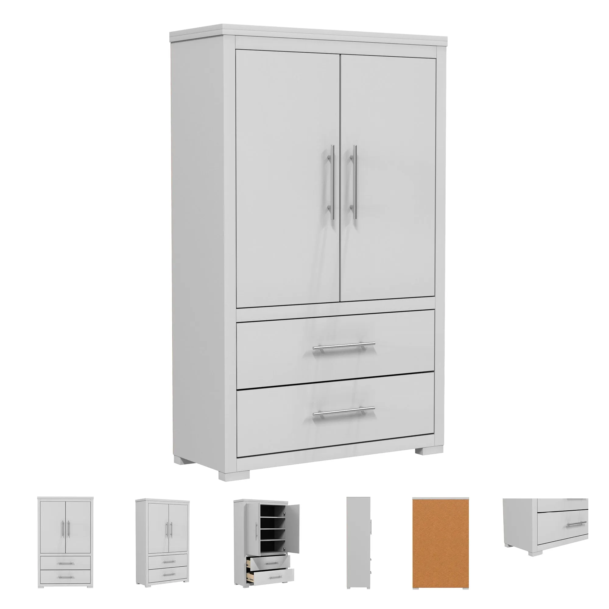 Barton armoire storage organizer, light grey