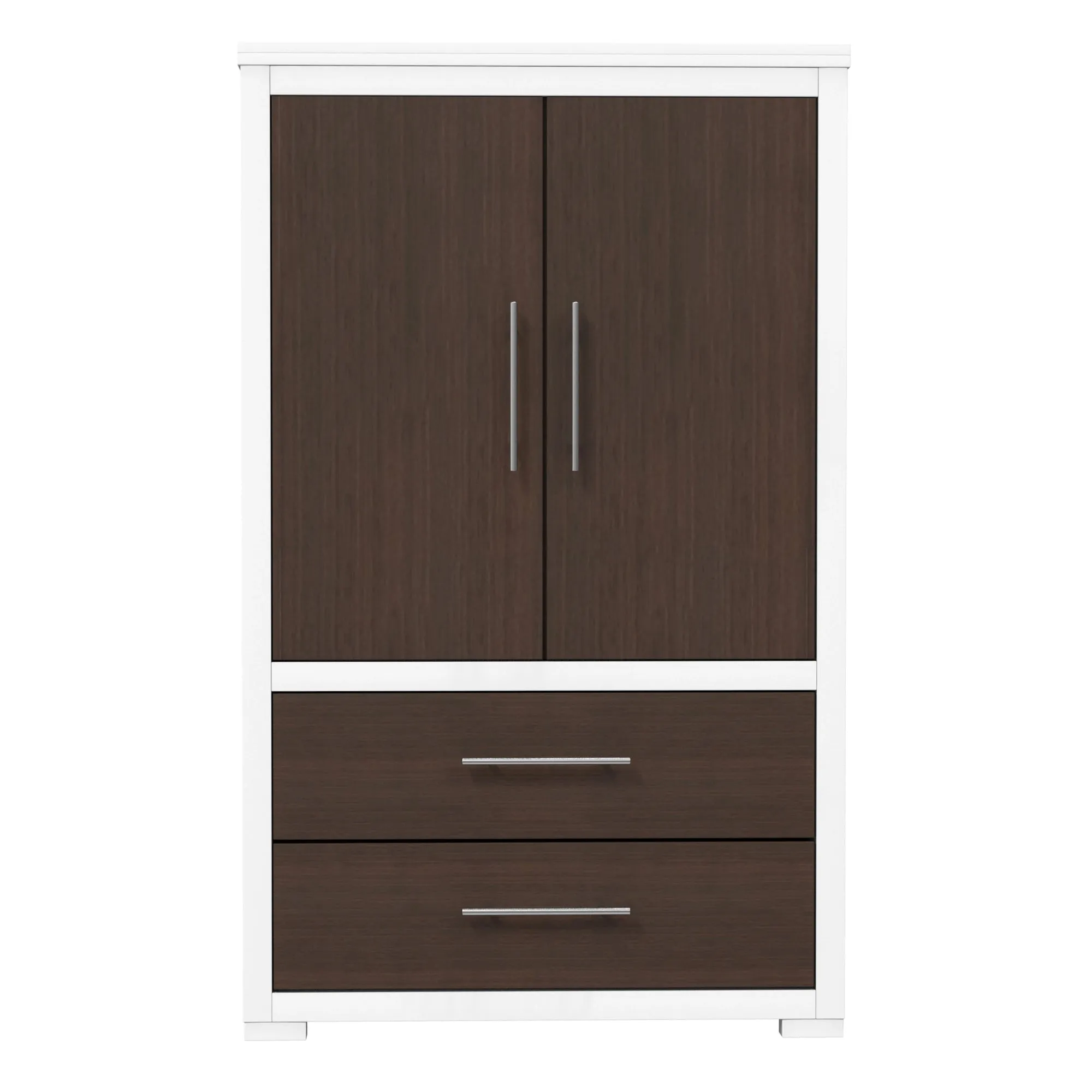 Barton armoire storage organizer, walnut & white