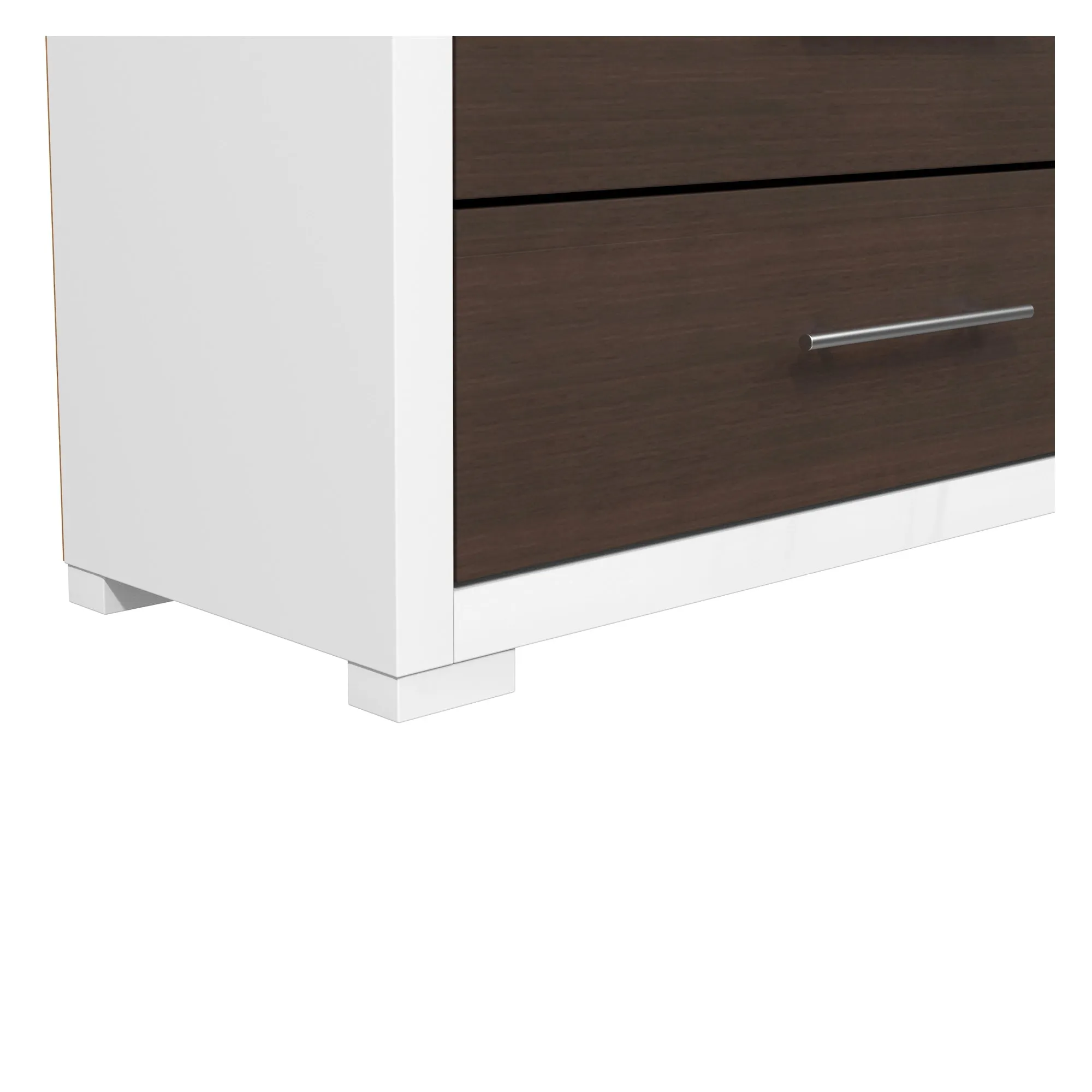 Barton armoire storage organizer, walnut & white