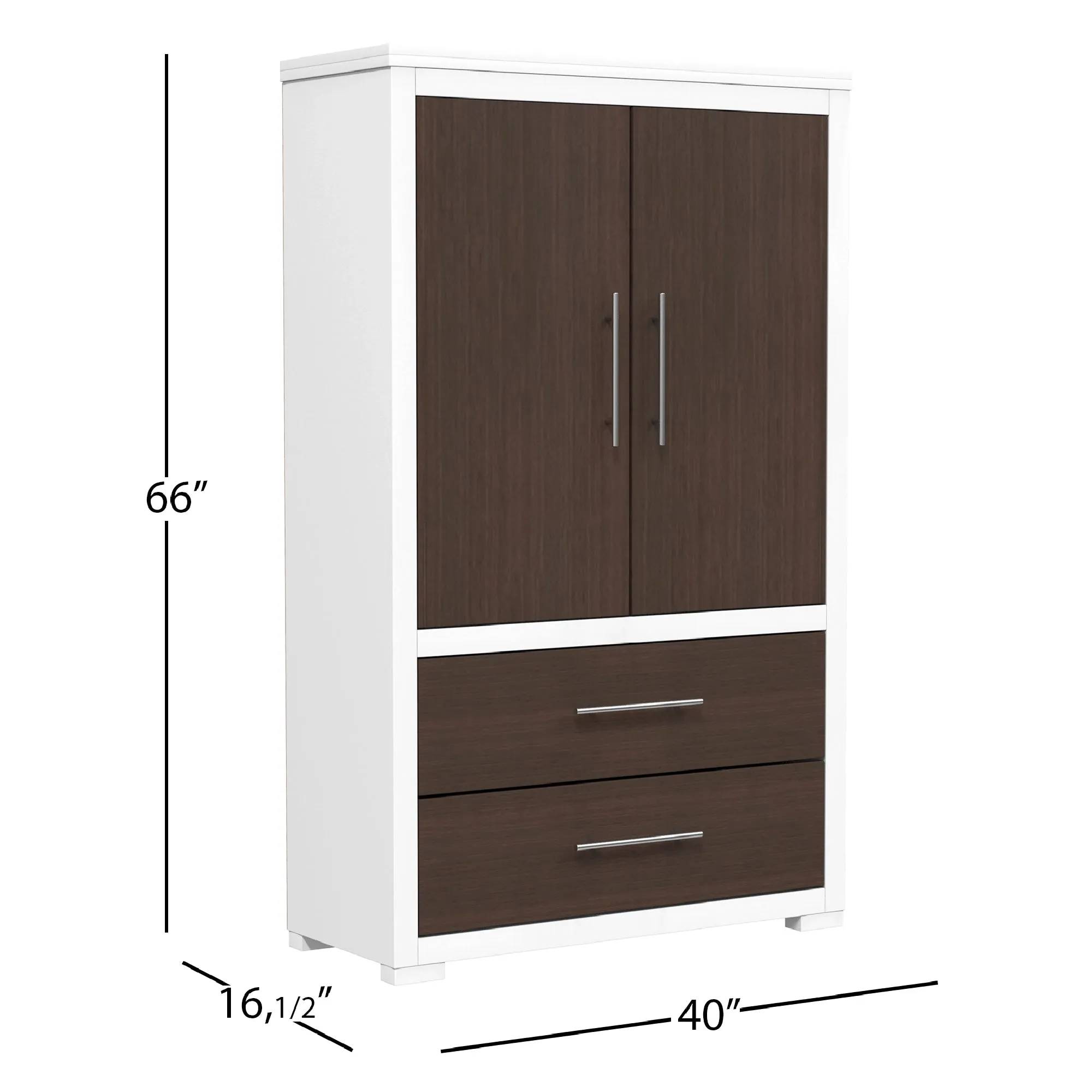Barton armoire storage organizer, walnut & white