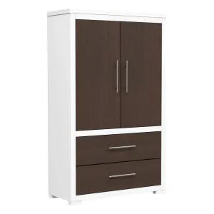 Barton armoire storage organizer, walnut & white