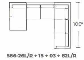 Barton Springs 142" Corner Sectional W. Laf Chaise