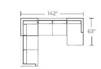 Barton Springs 142" Corner Sectional W. Raf Chaise