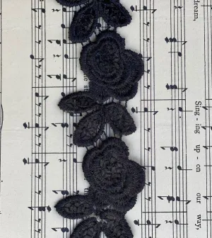 Beaded black rose lace trim.