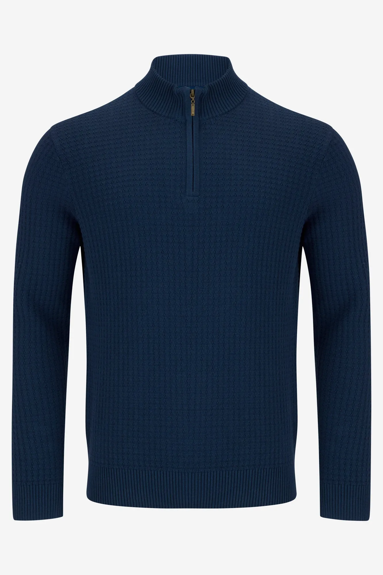 Benetti Ellis Indigo Qtr Zip Cotton Knit Jumper