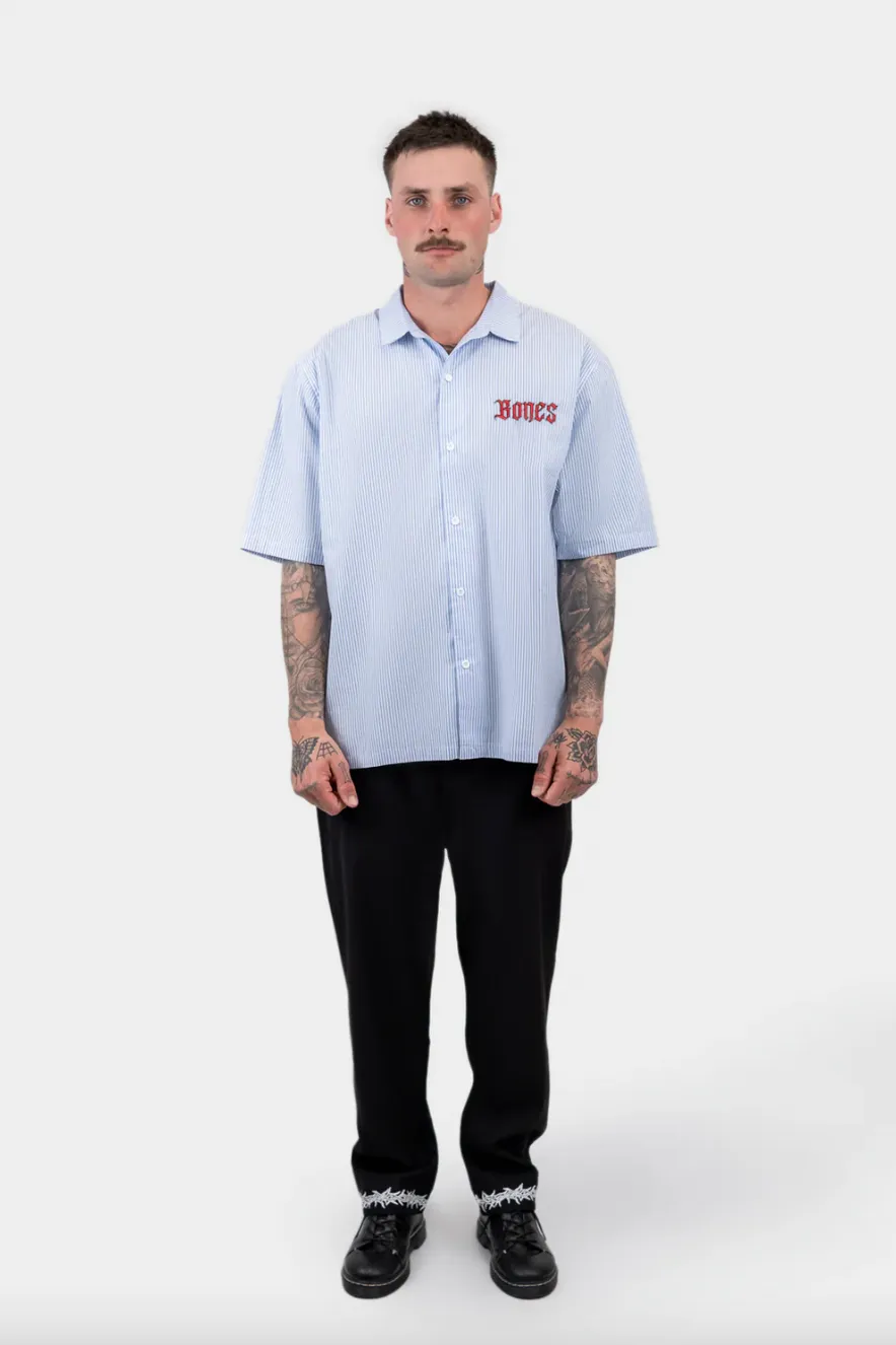 BILLY BONES CLUB BONES GOTHIC STRIPED SHIRT - BLUE/WHITE