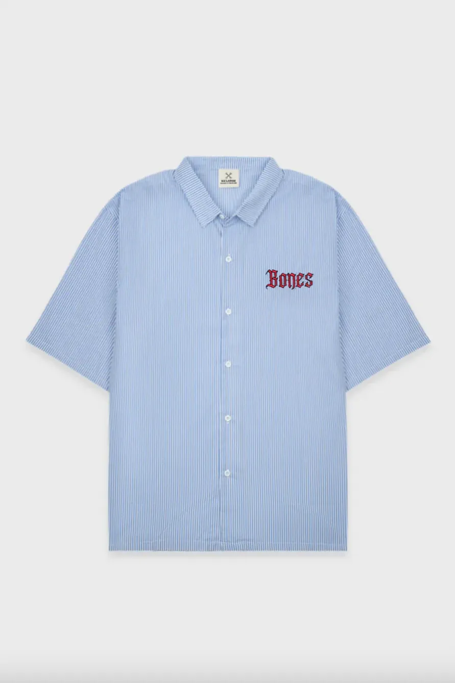 BILLY BONES CLUB BONES GOTHIC STRIPED SHIRT - BLUE/WHITE
