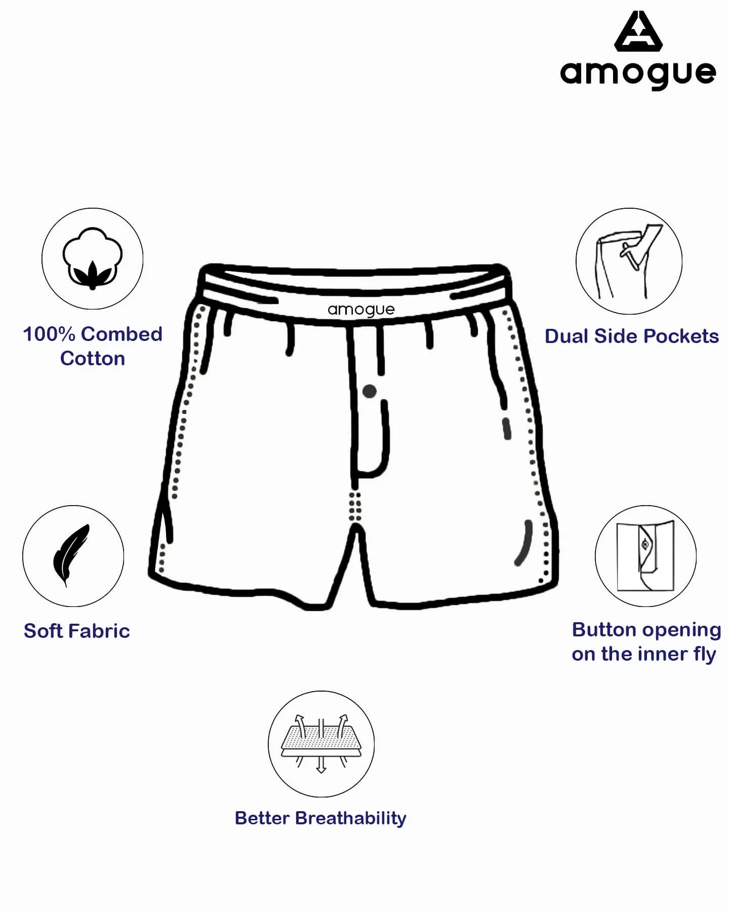 Black Feather Printed Cotton Boxer Shorts For Men