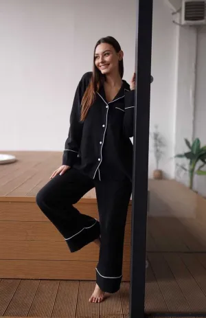 Black Heart | 100% Cotton Black Loungewear