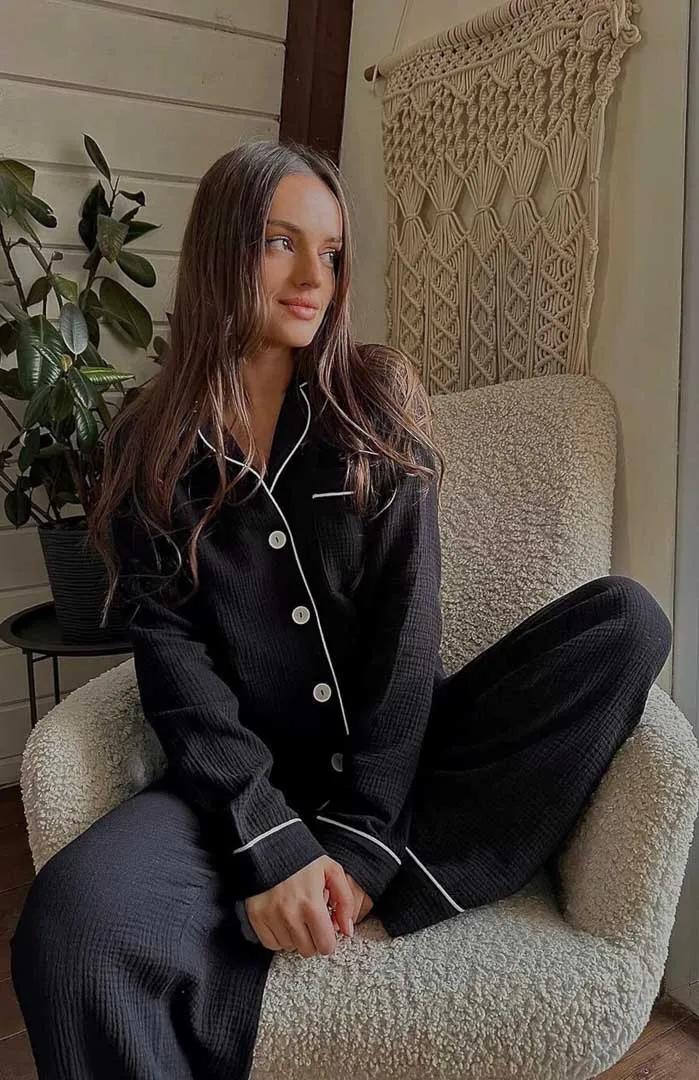 Black Heart | 100% Cotton Black Loungewear