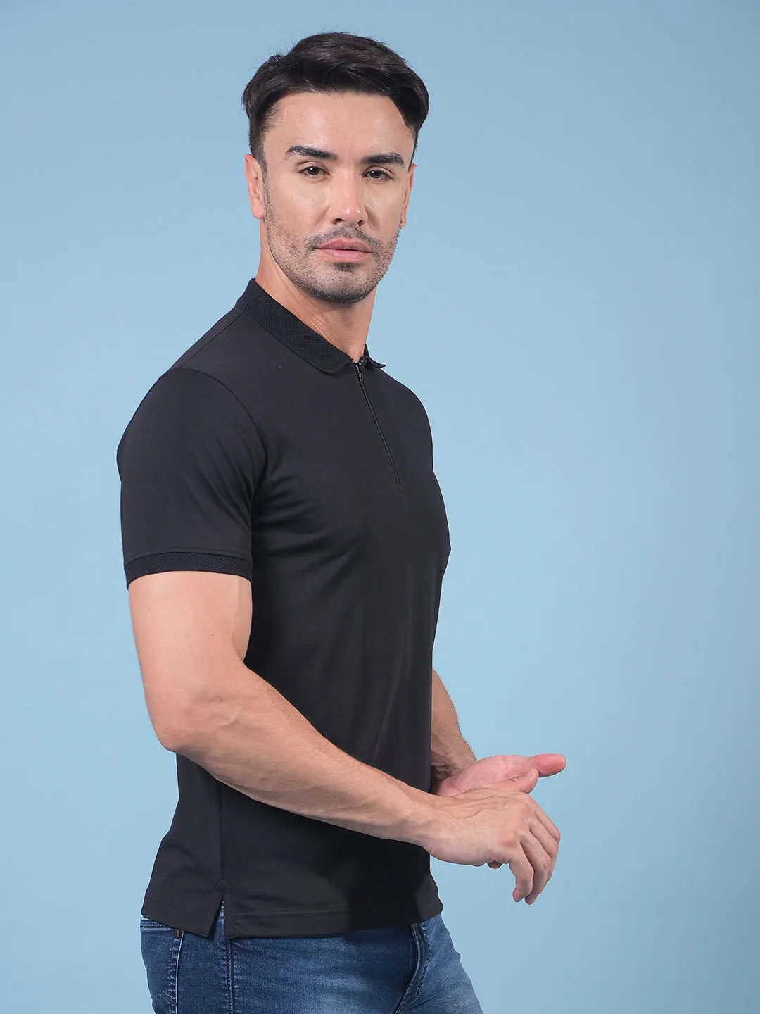 Black Polo Neck T-Shirt