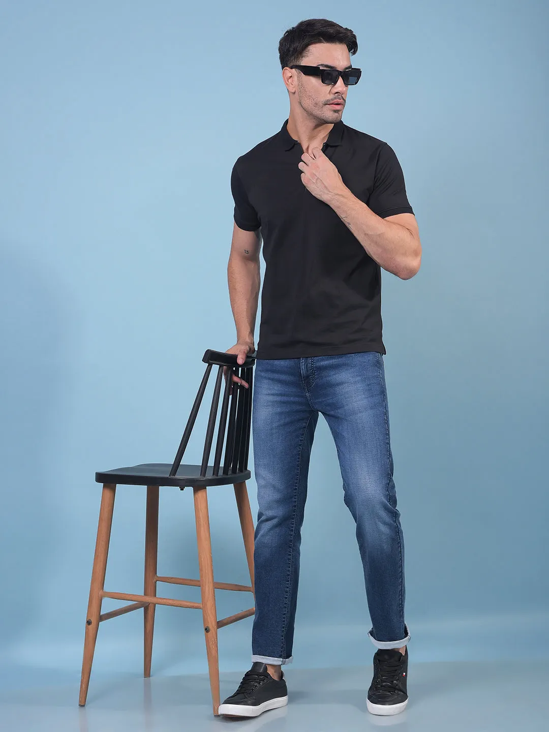 Black Polo Neck T-Shirt