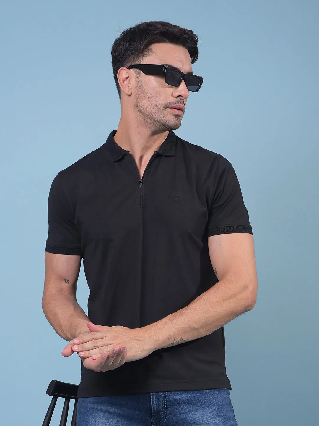 Black Polo Neck T-Shirt