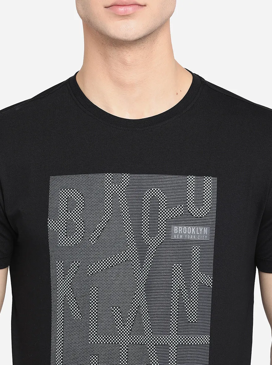 Black Printed Slim Fit T-Shirt | JadeBlue