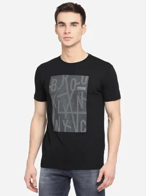 Black Printed Slim Fit T-Shirt | JadeBlue