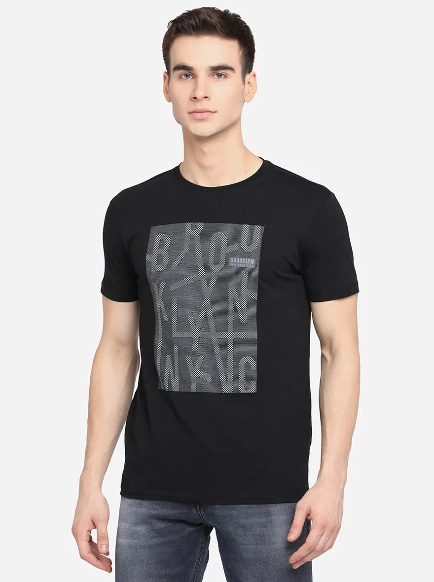 Black Printed Slim Fit T-Shirt | JadeBlue
