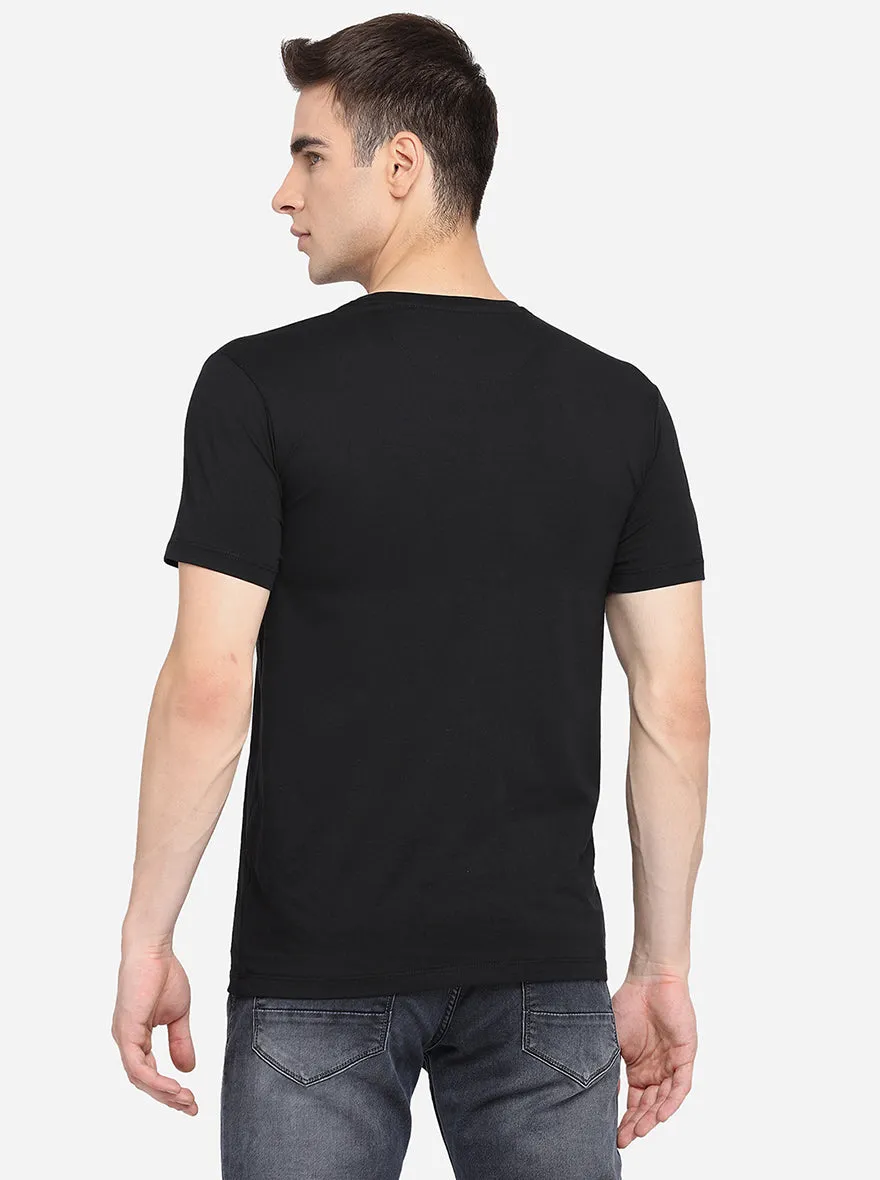 Black Printed Slim Fit T-Shirt | JadeBlue