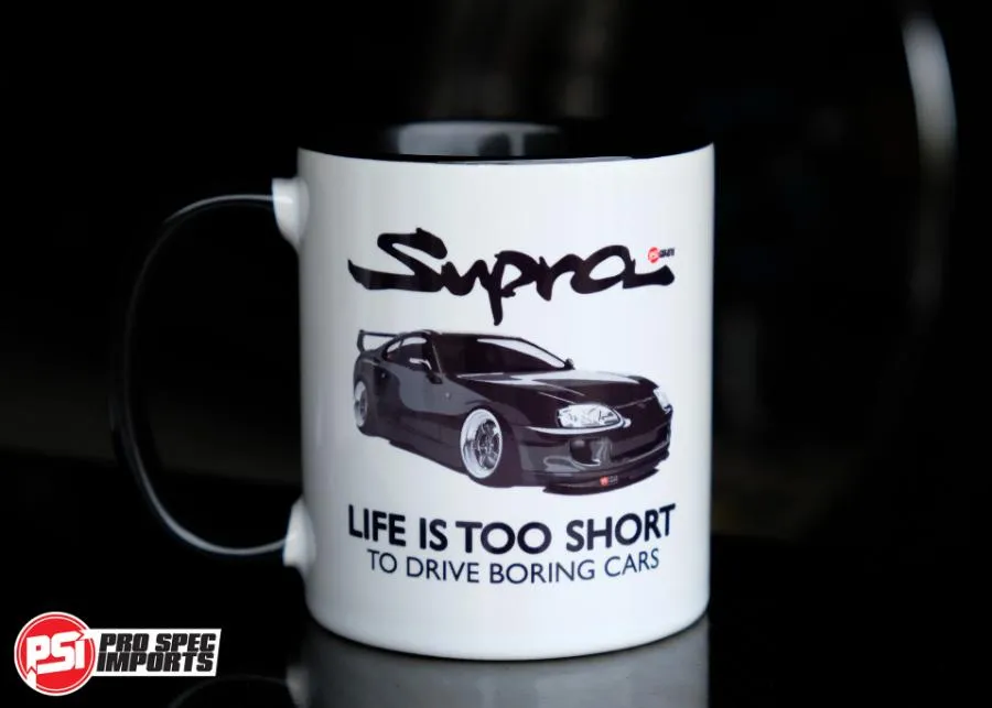 Black Supra mug - Life is too short to drive boring cars.
