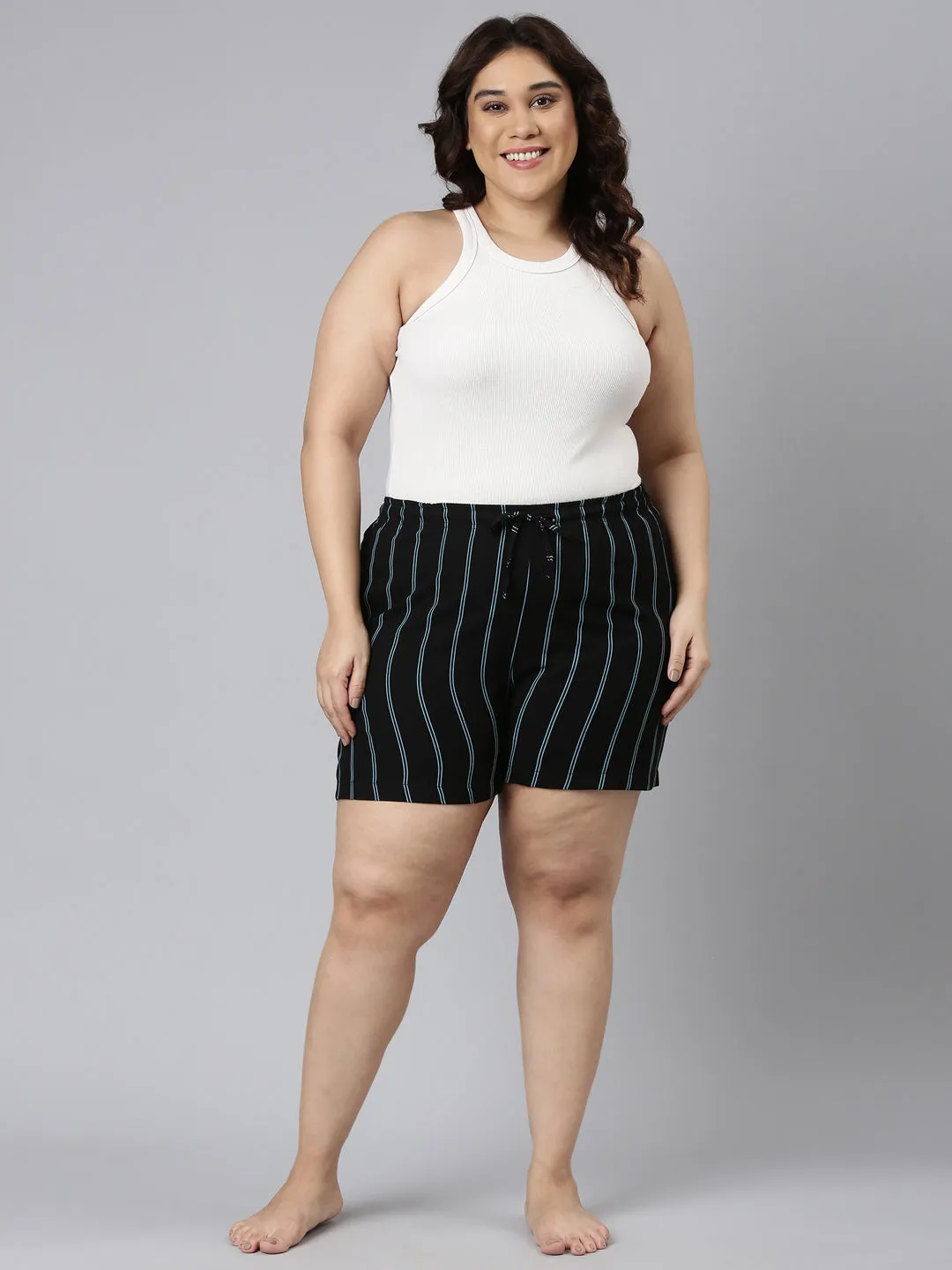 Black Woven Viscose Printed Lounge Shorts