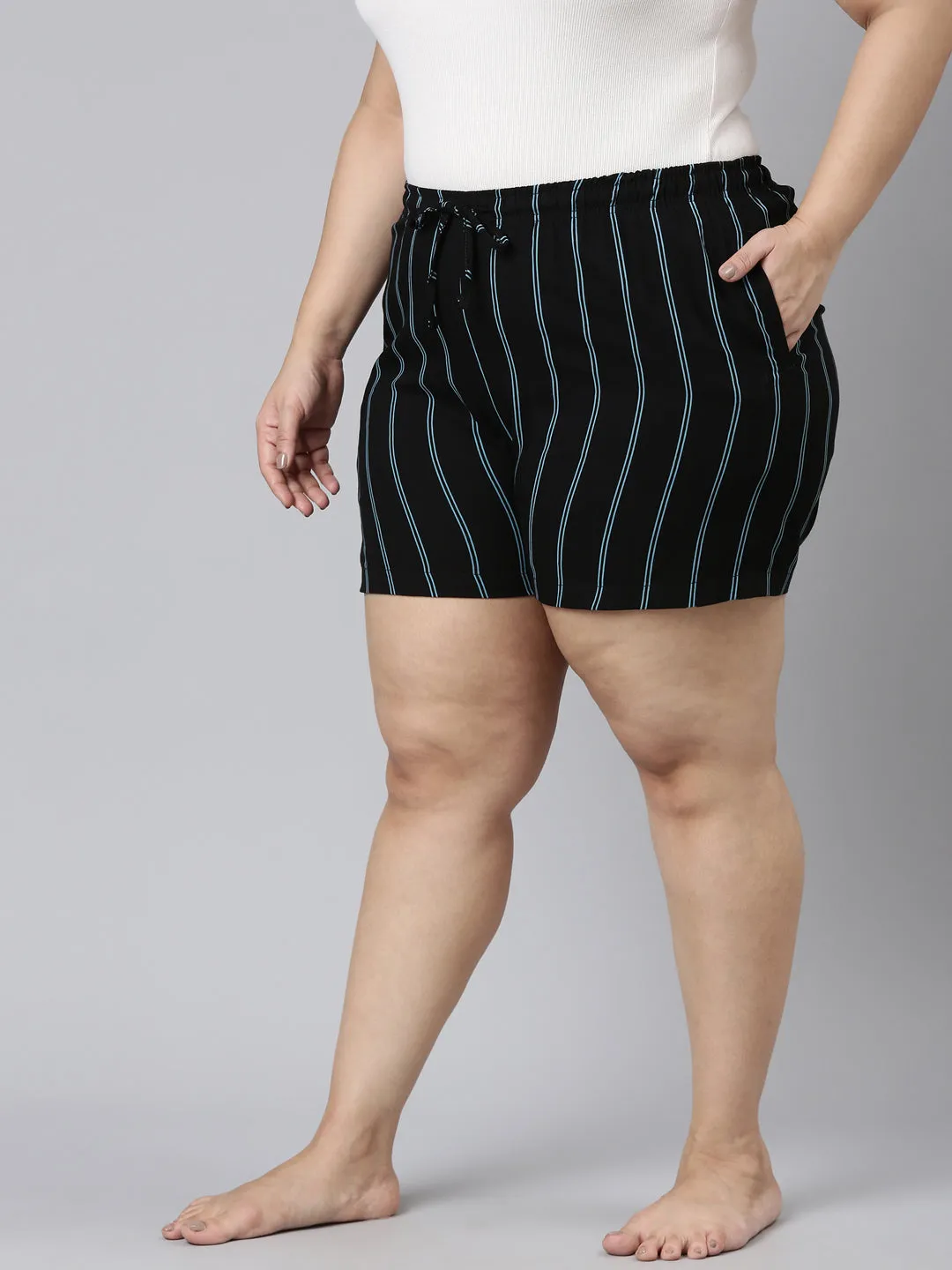 Black Woven Viscose Printed Lounge Shorts