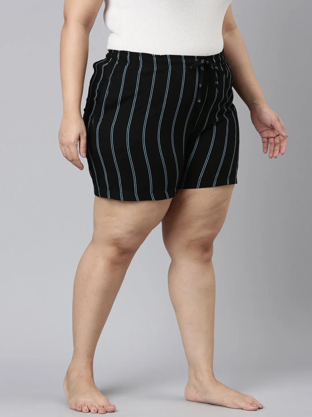Black Woven Viscose Printed Lounge Shorts