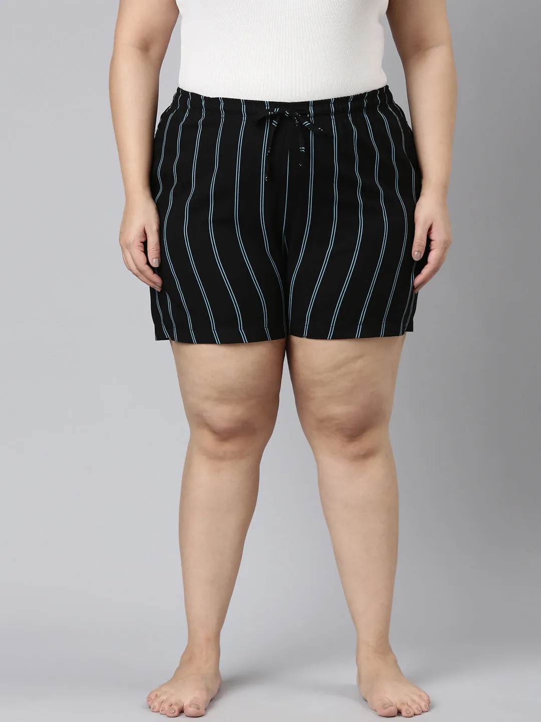Black Woven Viscose Printed Lounge Shorts
