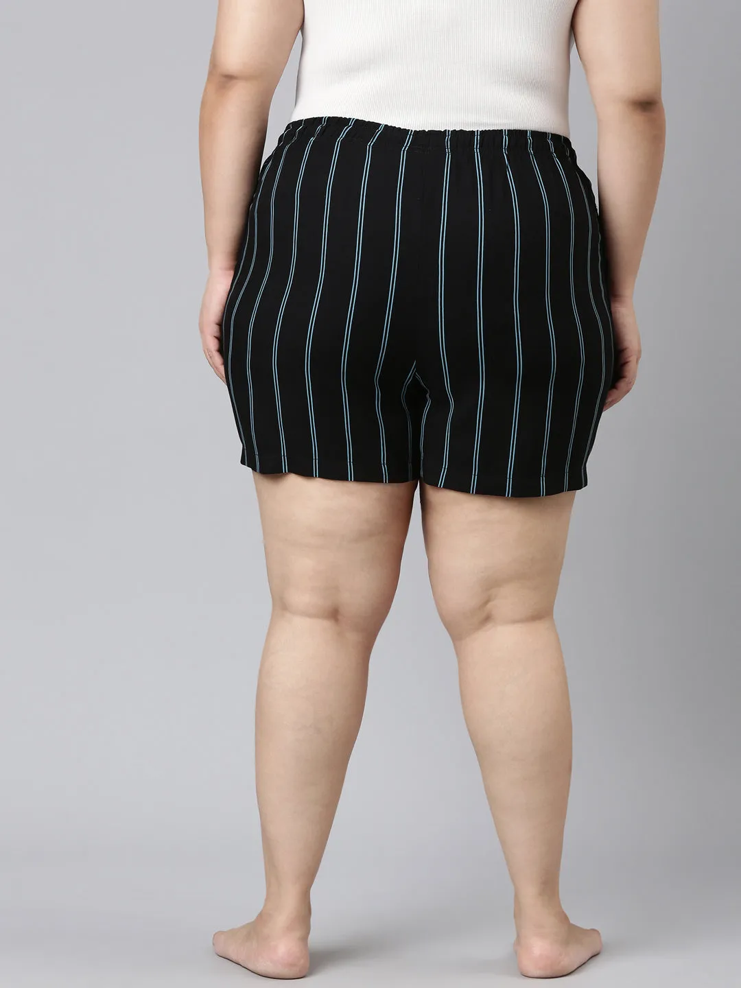 Black Woven Viscose Printed Lounge Shorts