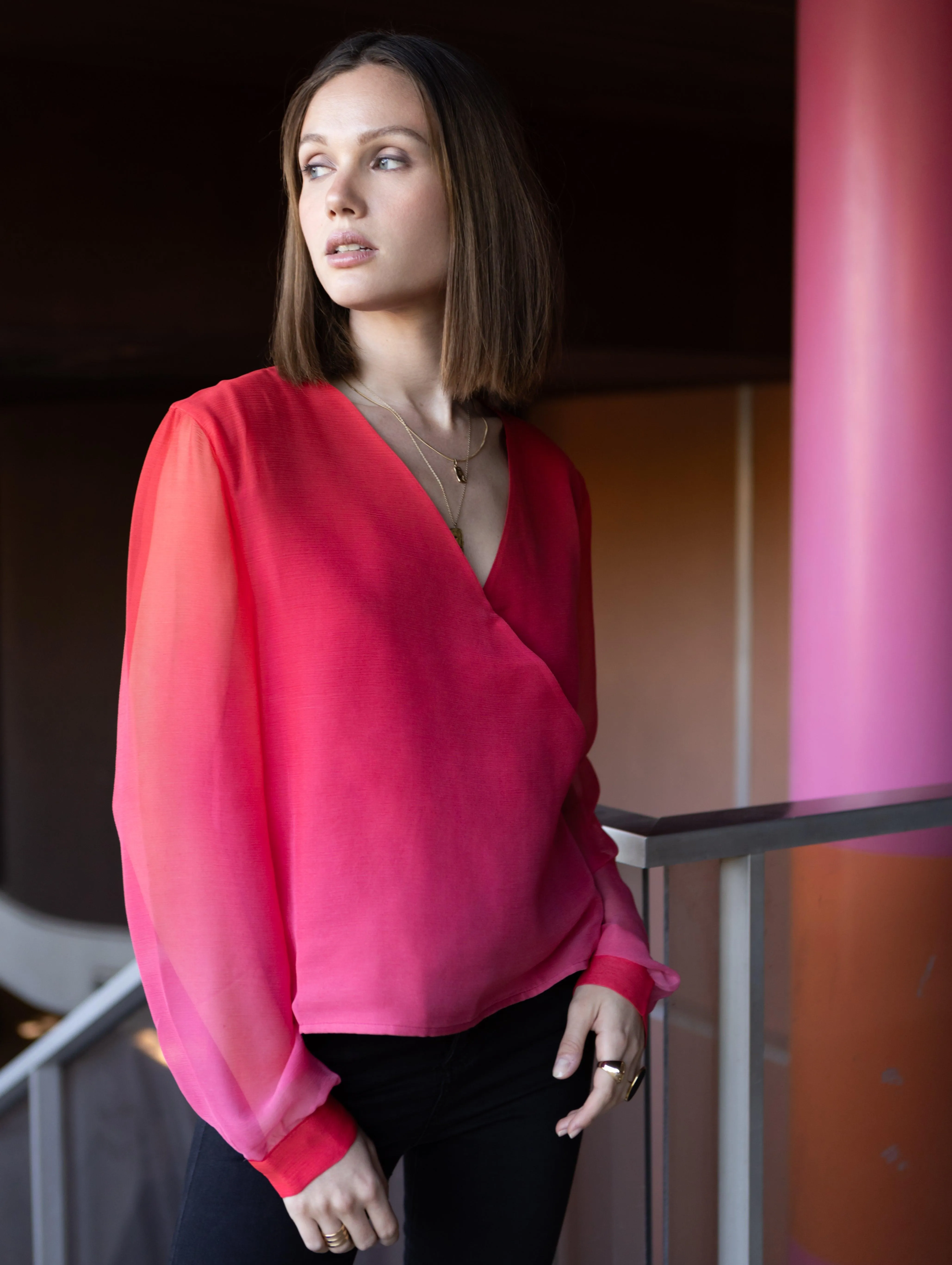 Blouse En Soie Sunset Rouge Ibiza