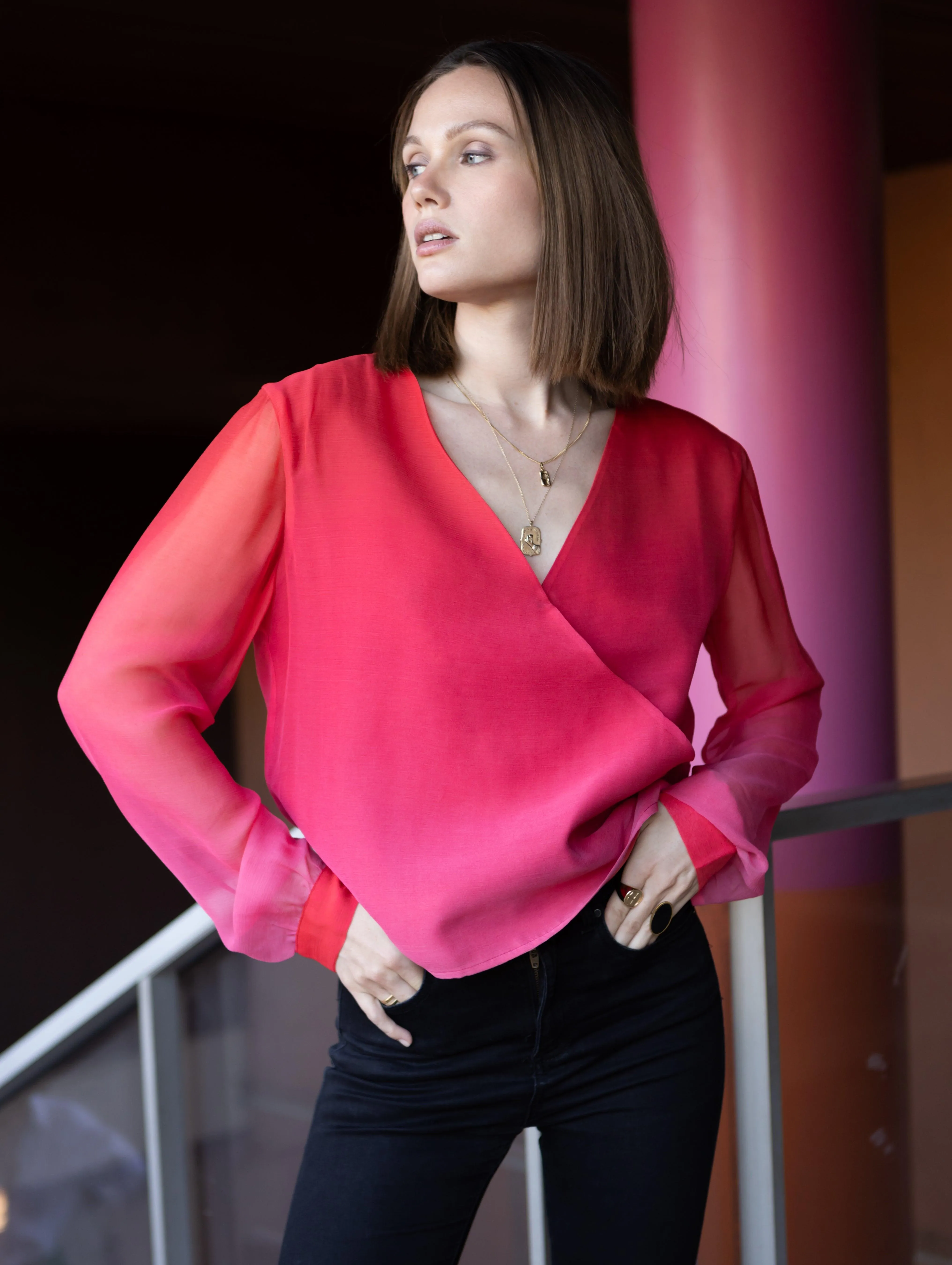 Blouse En Soie Sunset Rouge Ibiza