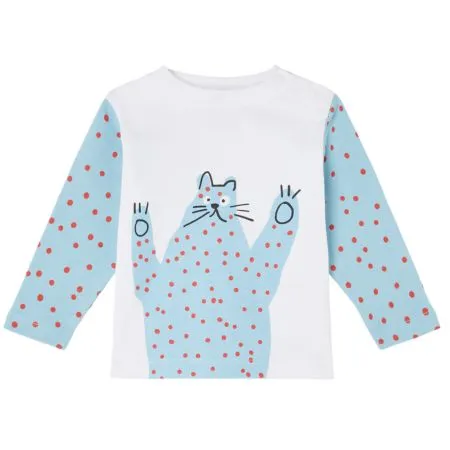 Blue Dotty Cat Top