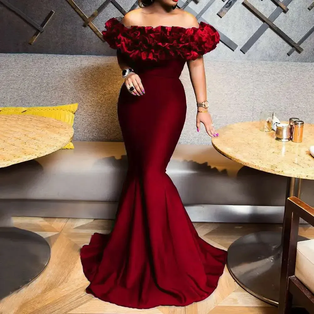 Bodycon Dress Off-Shoulder Party Sheath Small Trailing Dress