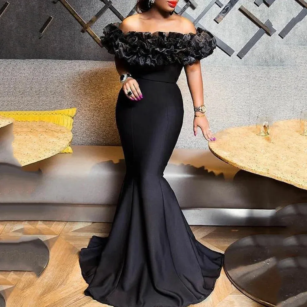 Bodycon Dress Off-Shoulder Party Sheath Small Trailing Dress