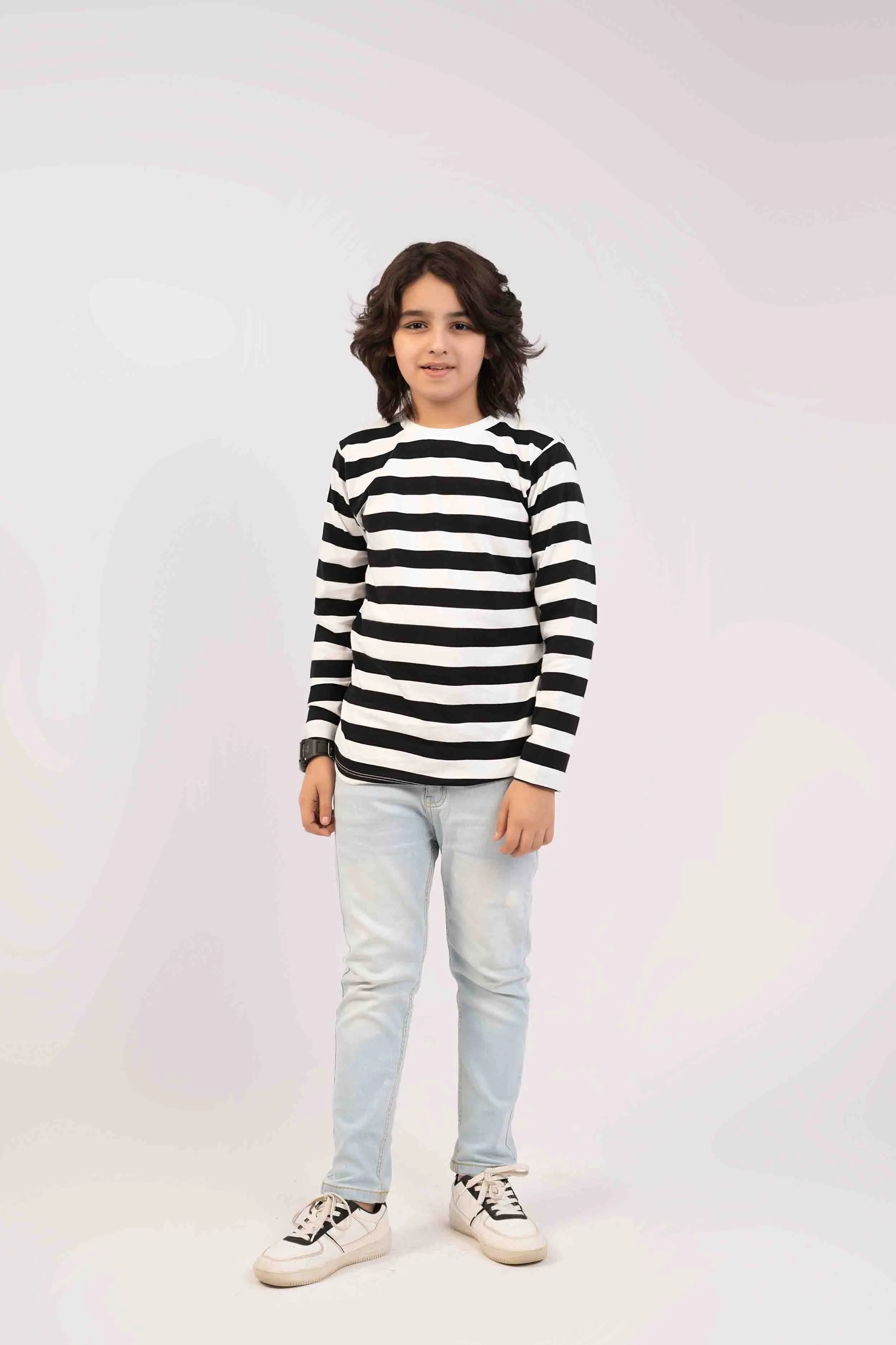 Boys Shirt Striper Black Color Full Sleeves