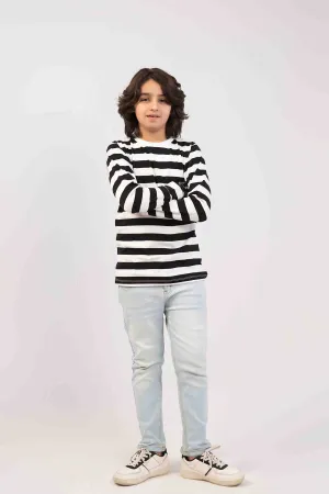 Boys Shirt Striper Black Color Full Sleeves