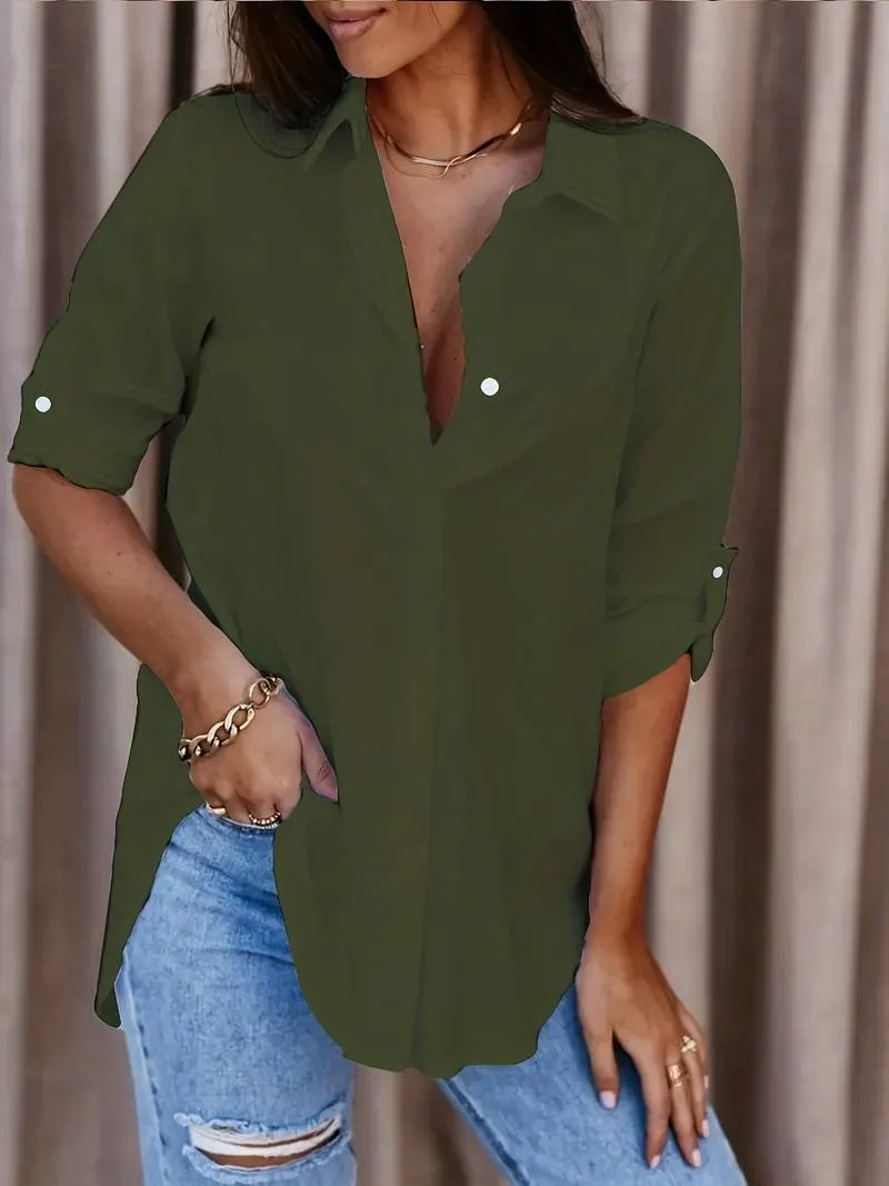 Brion® | Relaxed V-Neck Blouse For Spring