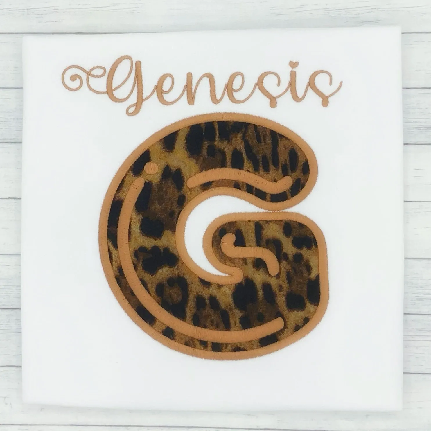 Bubble Letter Name Shirt Leopard Print