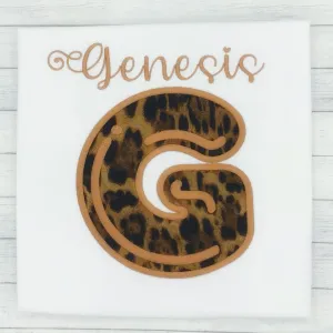 Bubble Letter Name Shirt Leopard Print