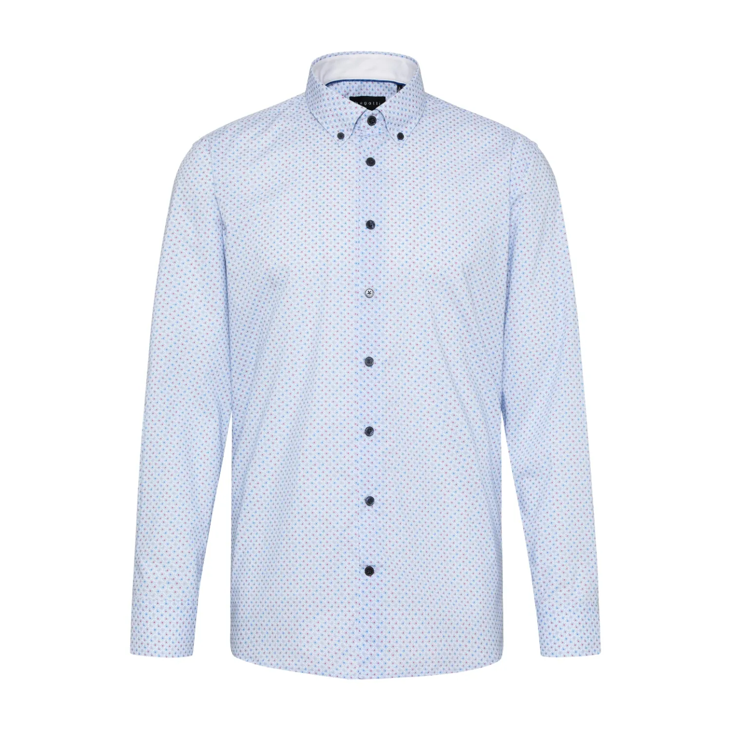 Bugatti Men's Light Blue Polka Dot Long-Sleeve Shirt