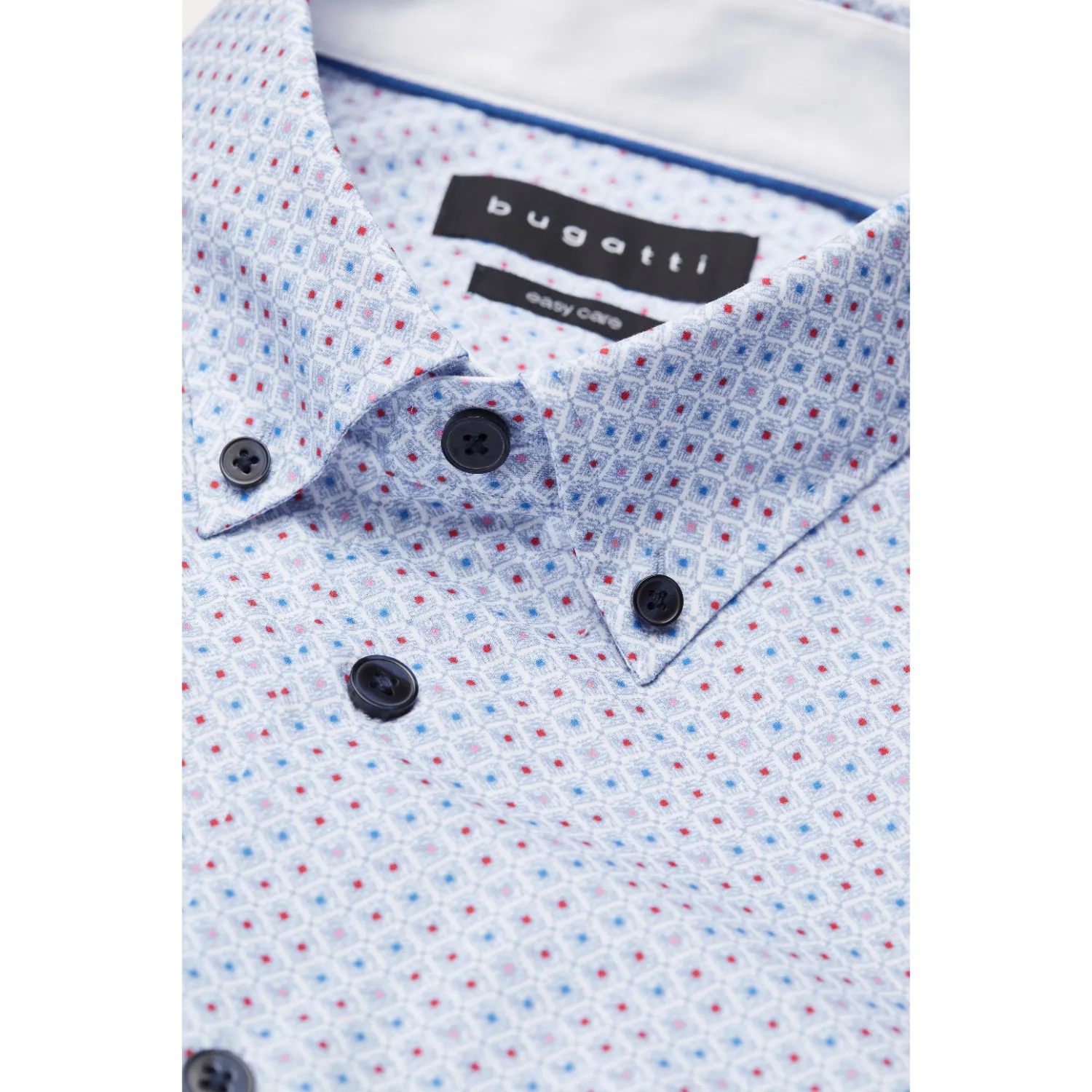 Bugatti Men's Light Blue Polka Dot Long-Sleeve Shirt