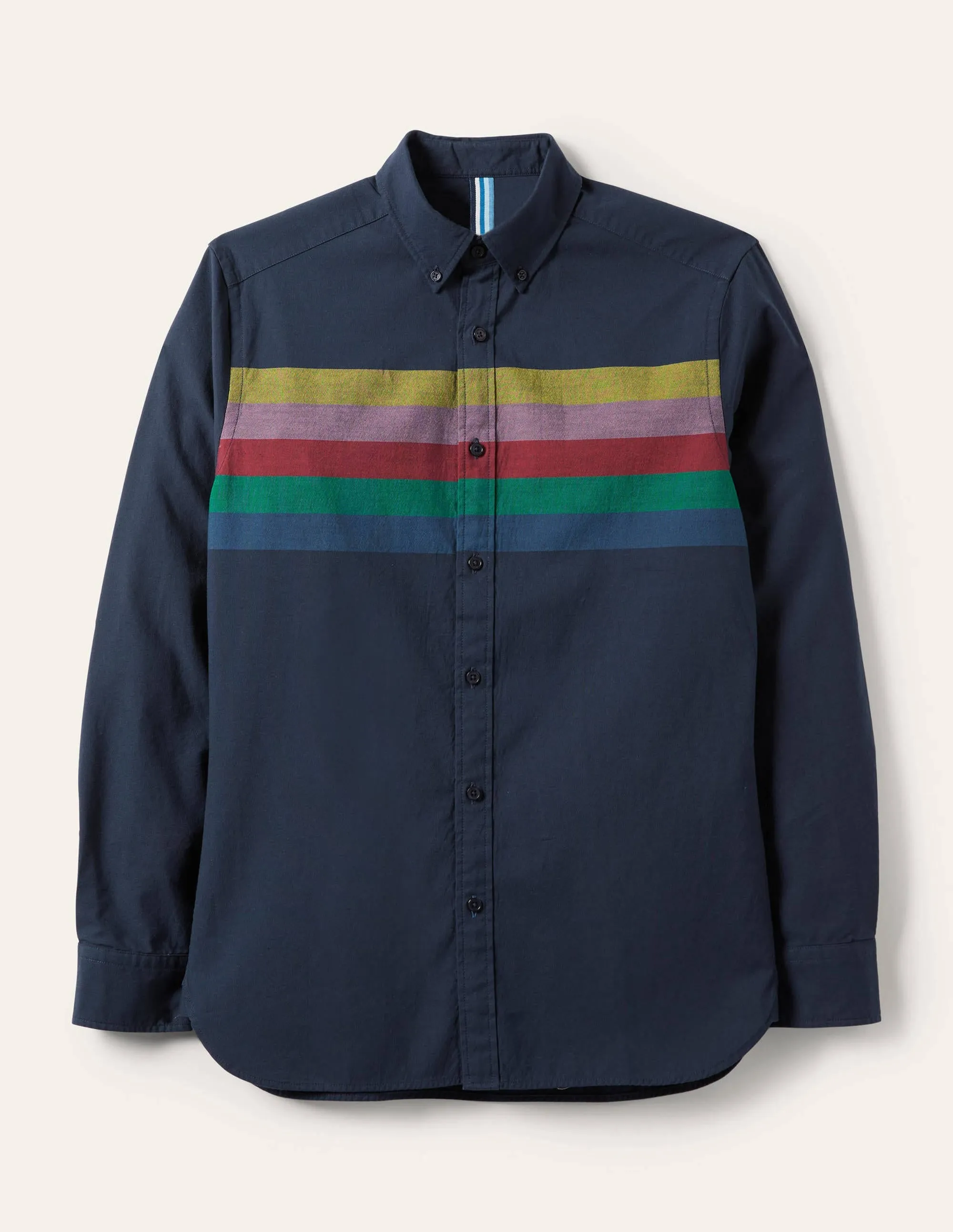 Button Down Oxford Shirt-Navy Rainbow