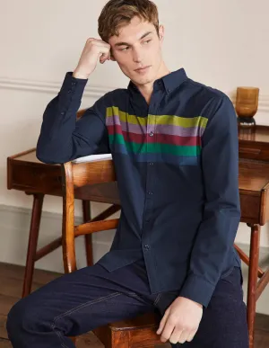 Button Down Oxford Shirt-Navy Rainbow