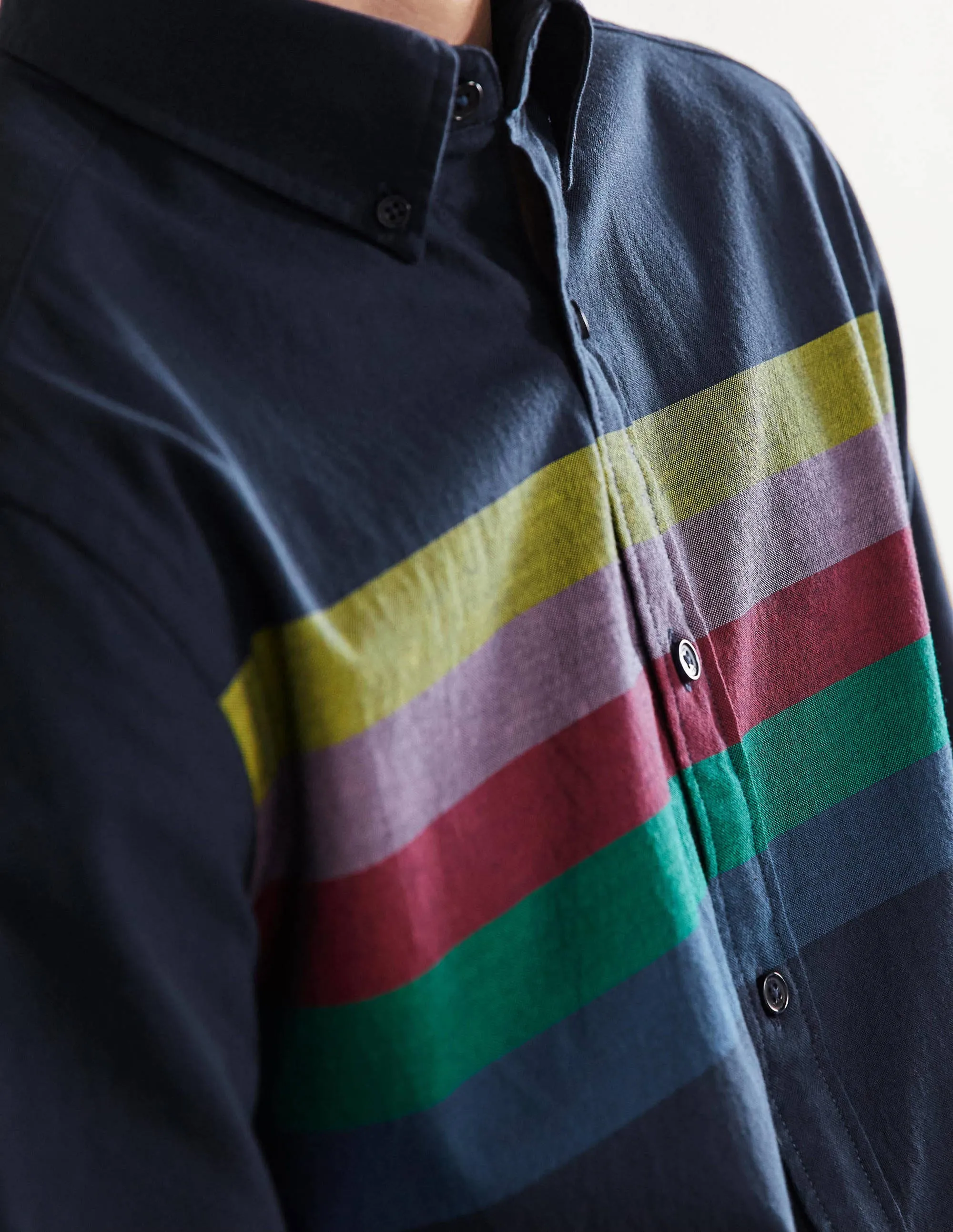 Button Down Oxford Shirt-Navy Rainbow