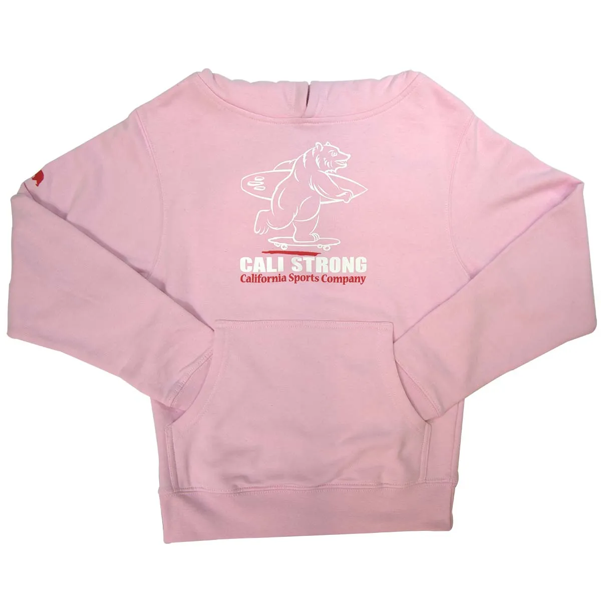 CALI Strong Boarding Bear Youth Hoodie Pink Glow in the Dark