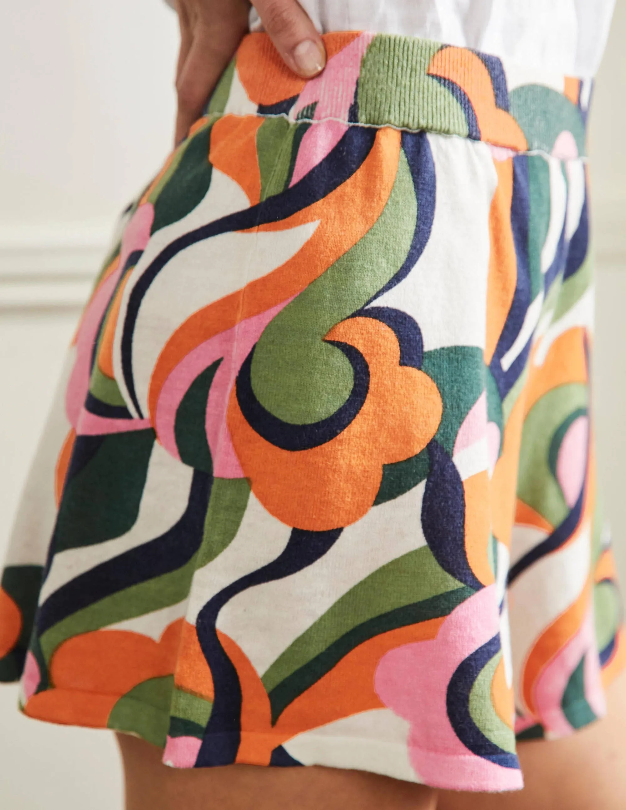 Cara Knitted Shorts-Abstract Swirl, Multi