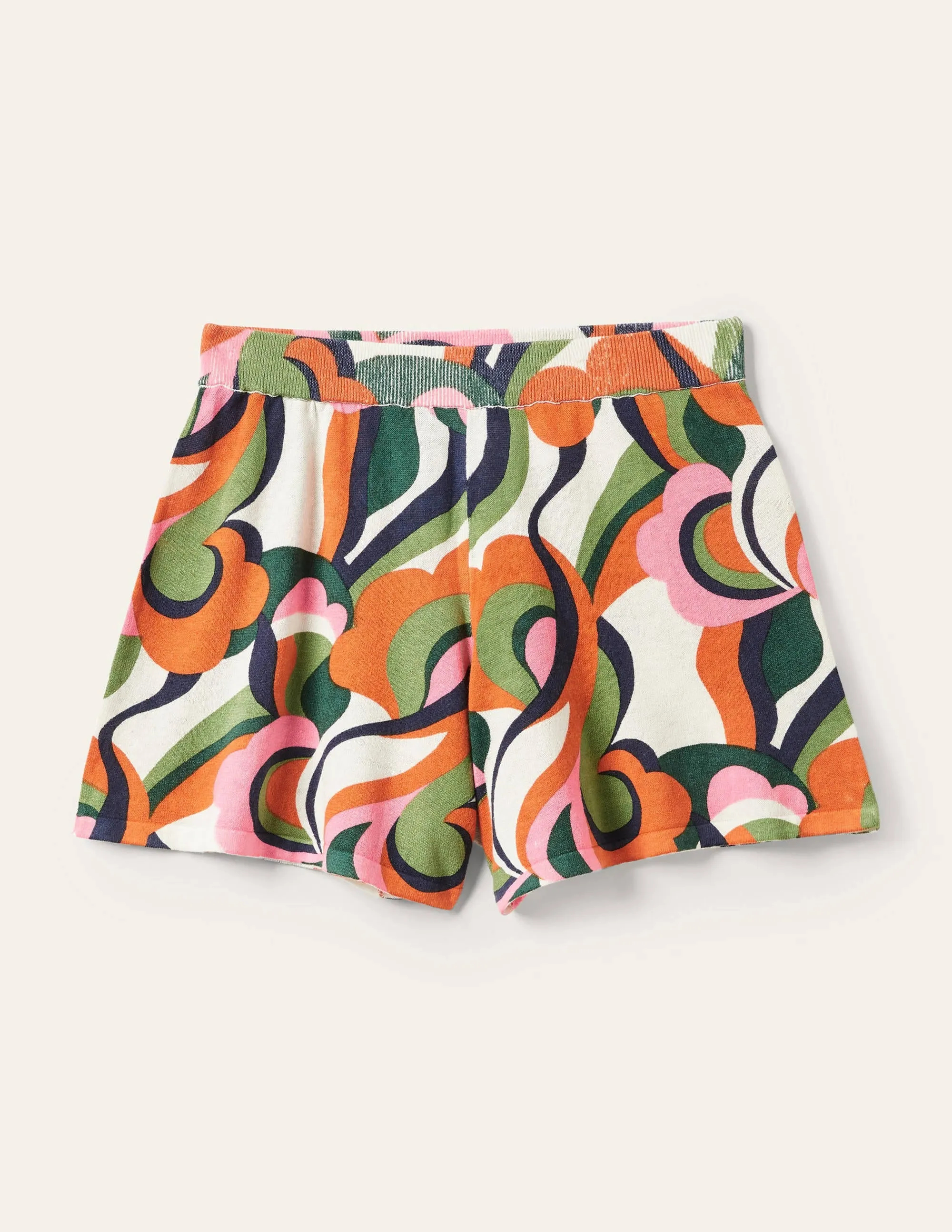 Cara Knitted Shorts-Abstract Swirl, Multi