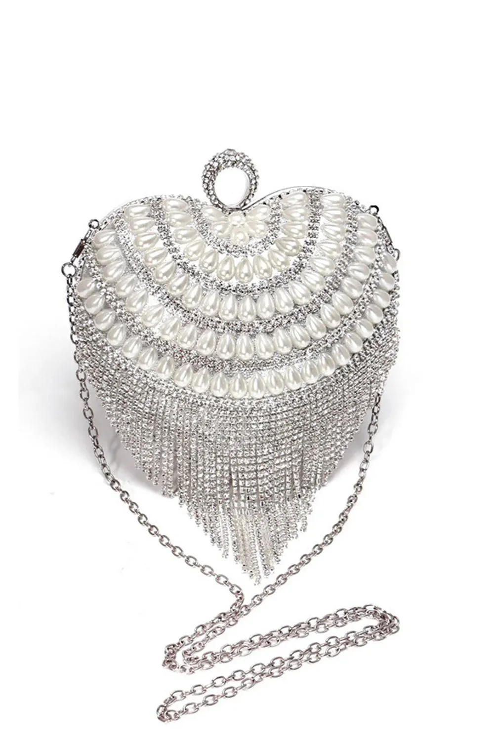 Champagne Beaded Pearls Party Clutch