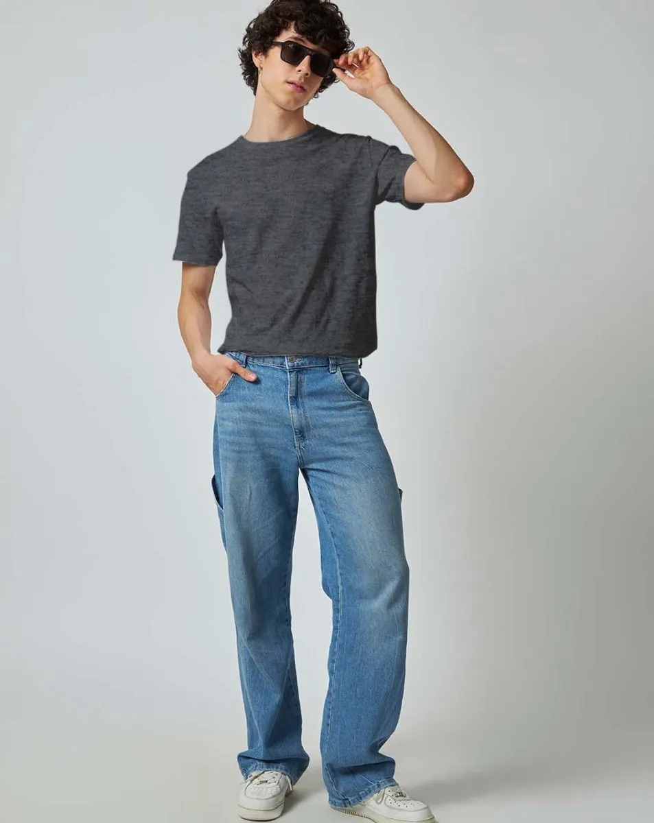Charcoal Melange Plain T-shirt