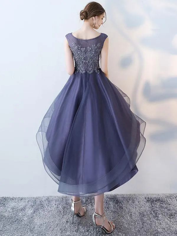 Cheap Ruffle Scoop Popular Lace Cute Homecoming Dresses , CM469