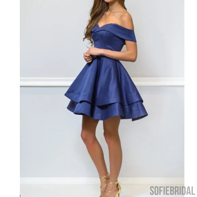 Cheap Simple Off Shoulder Dark Red Homecoming Dresses 2018, CM443