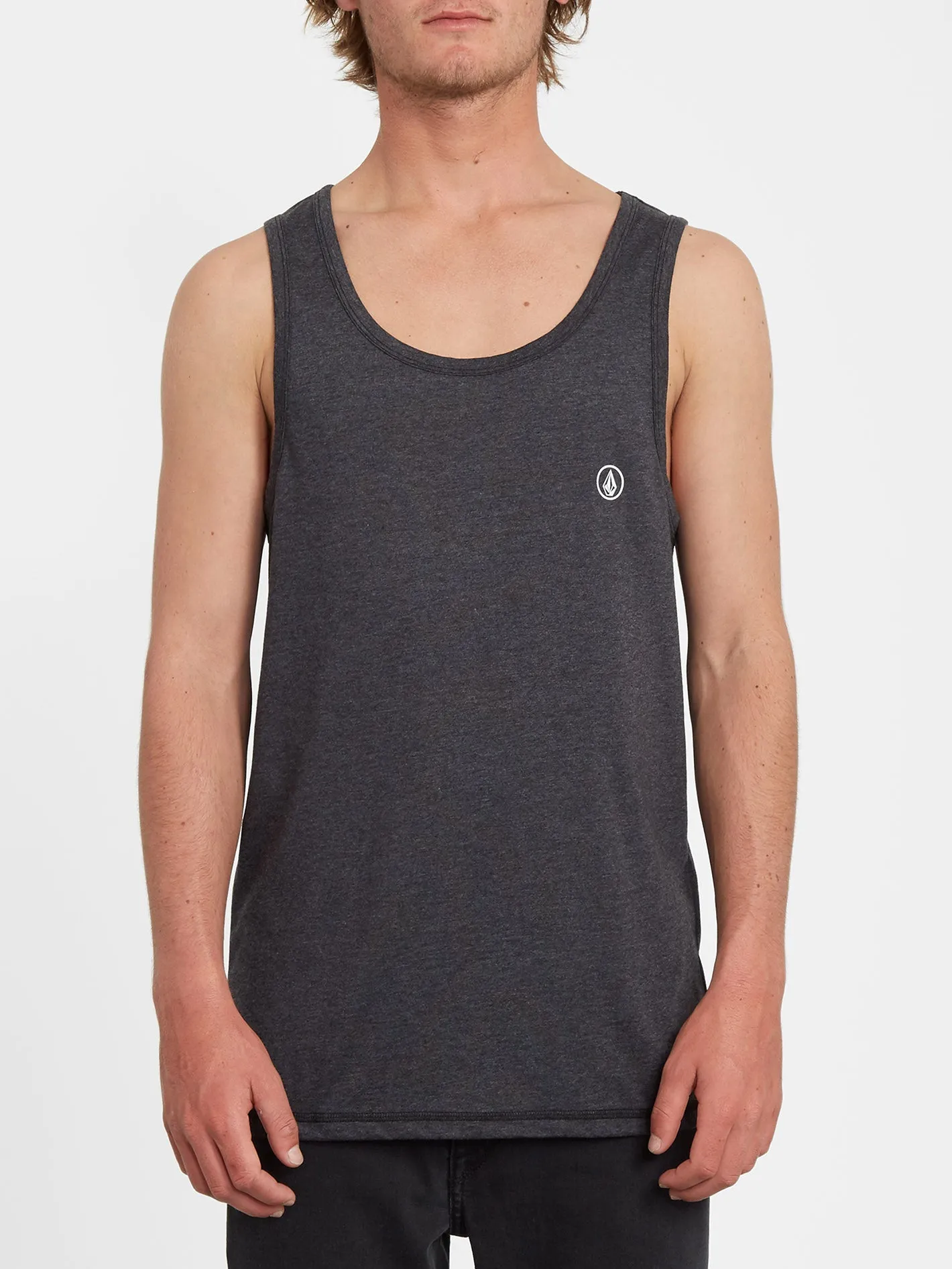 Circle Blanks Tank Top - HEATHER BLACK